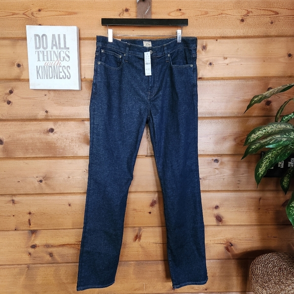 J Crew NWT BO852 770 Straight Taper Fit Stretch Jean Dark Wash Denim Sz 34 X 32